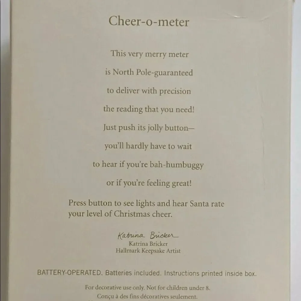 HALLMARK KEEPSAKE ORNAMENT Cheer-O-Meter w/ fresh Batteries 2008